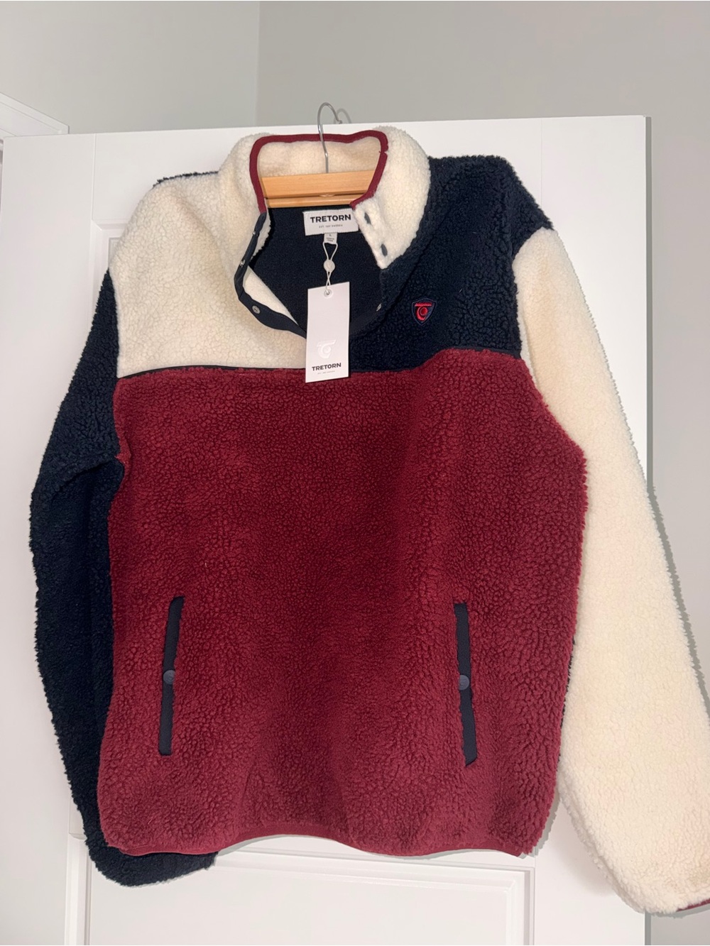 Tretorn Colorblock Sherpa Jacket - Burgundy/Black/Cream